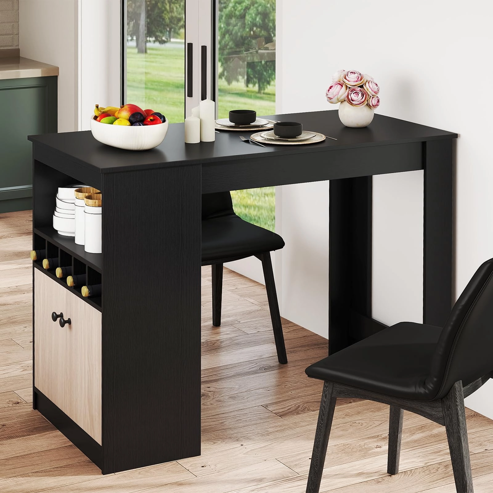 Giantex Counter Height Bar Table with Storage Cabinet