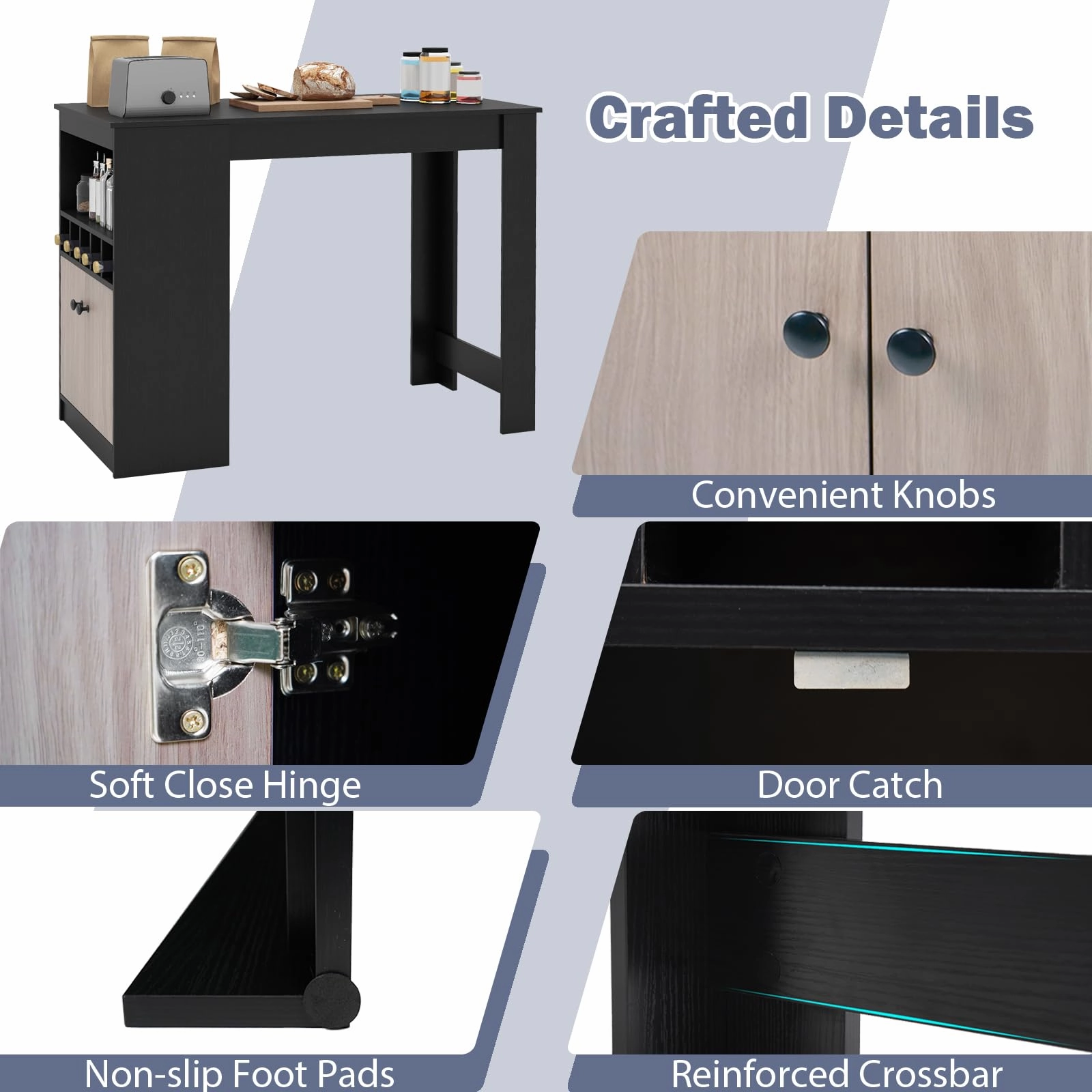 Giantex Counter Height Bar Table with Storage Cabinet
