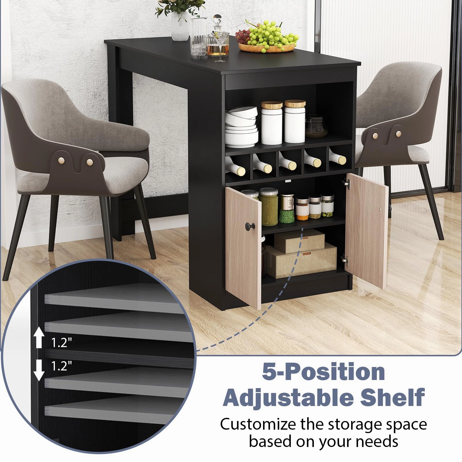Giantex Counter Height Bar Table with Storage Cabinet