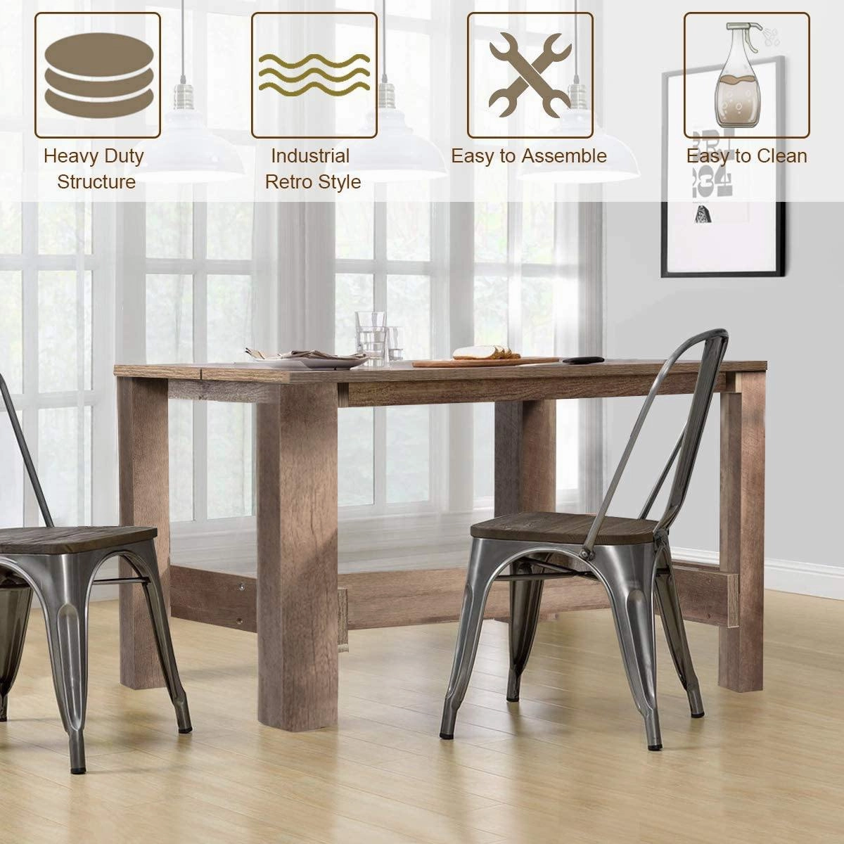Giantex Counter Height Dining Table, 55" x 25.5" x 35.5" Rectangular Counter Table