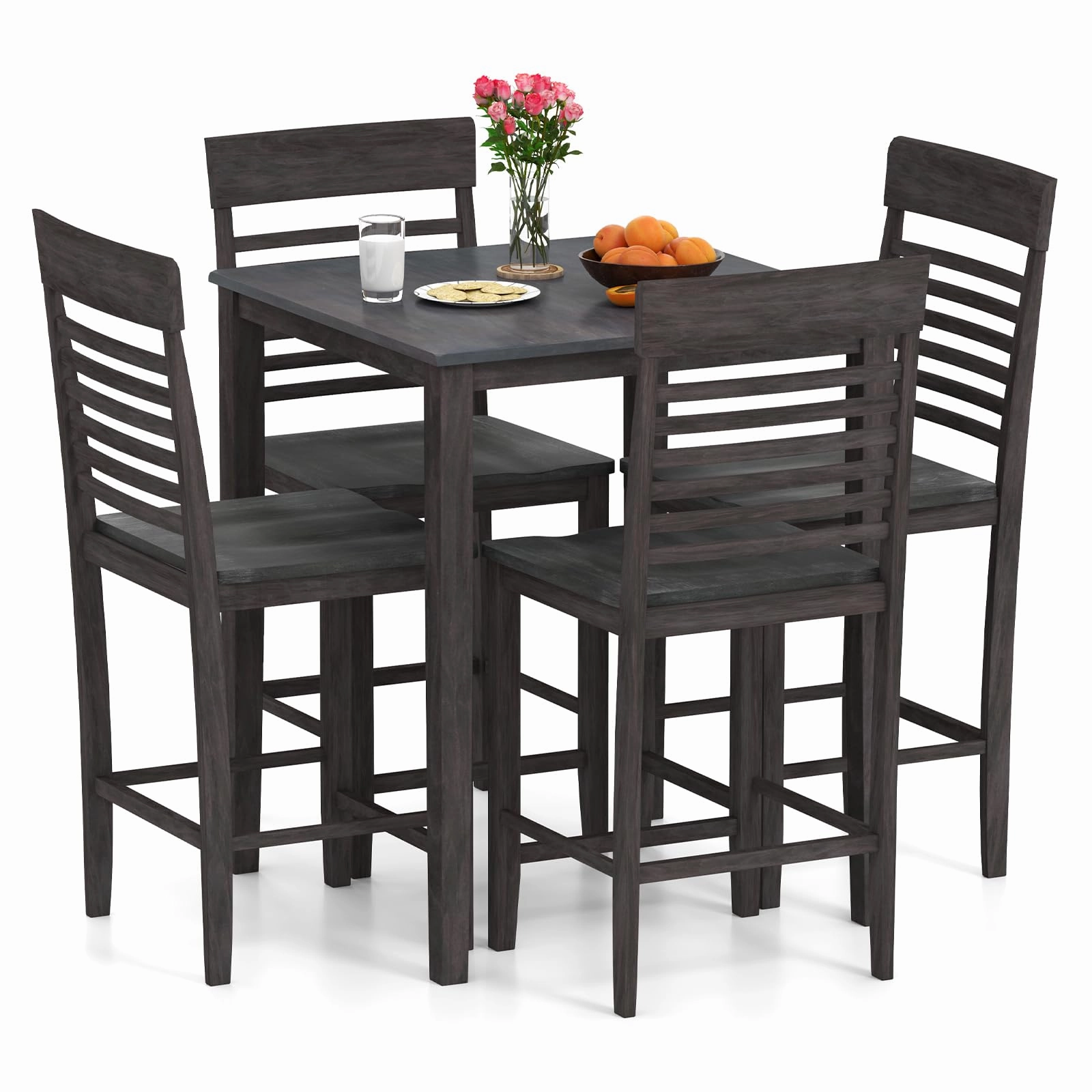 Giantex Counter-Height Square Kitchen Table and 4 Chairs Set with Rubber Wood Frame kitchen towel, placemats