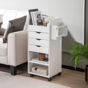 Giantex Craft Storage Cart - Utility Organizer Cart with 3 Drawers, 3 Shelves (White) outdoor dining set, patio table