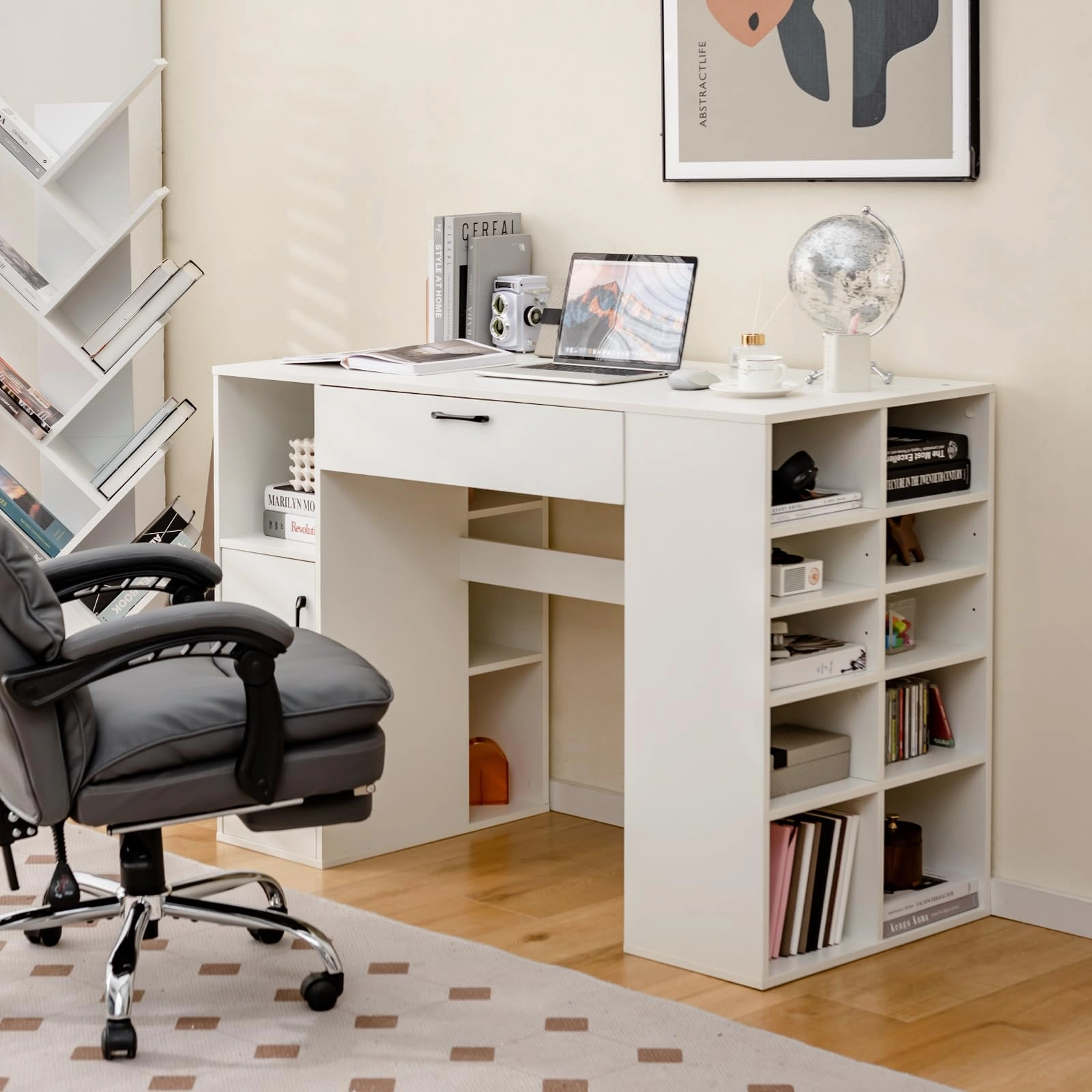 Giantex Craft Table with Storage, Artwork Sewing Table 14 Large & Small Storage Compartments