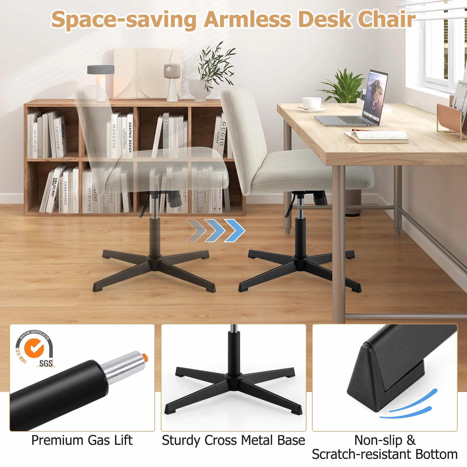 Giantex Criss Cross Chair, Fabric Cross Legged Office Desk Chair No Wheels