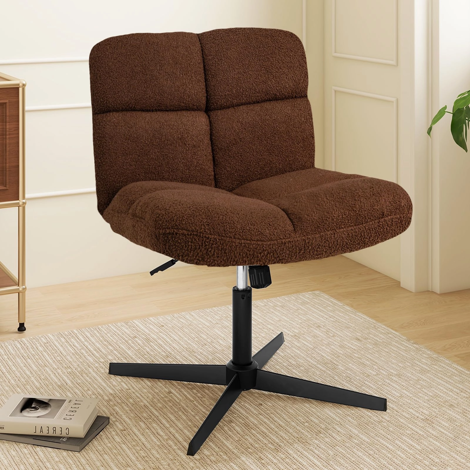 Giantex Criss Cross Chair No Wheels, Armless Cross Legged Office Desk Chair