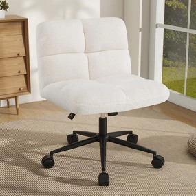 Giantex Criss Cross Chair with Wheels, Faux Fur Cross Legged Office Chair, Armless Wide Desk Chair outdoor dining set, patio table