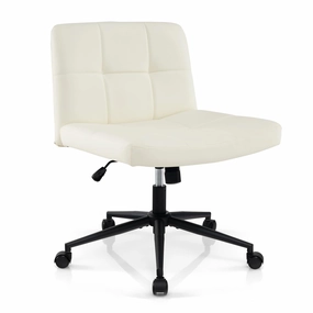 Giantex Criss Cross Chair with Wheels, PU Leather Cross Legged Office Chair, Height-adjustable Swivel Vanity Chair outdoor dining set, patio table