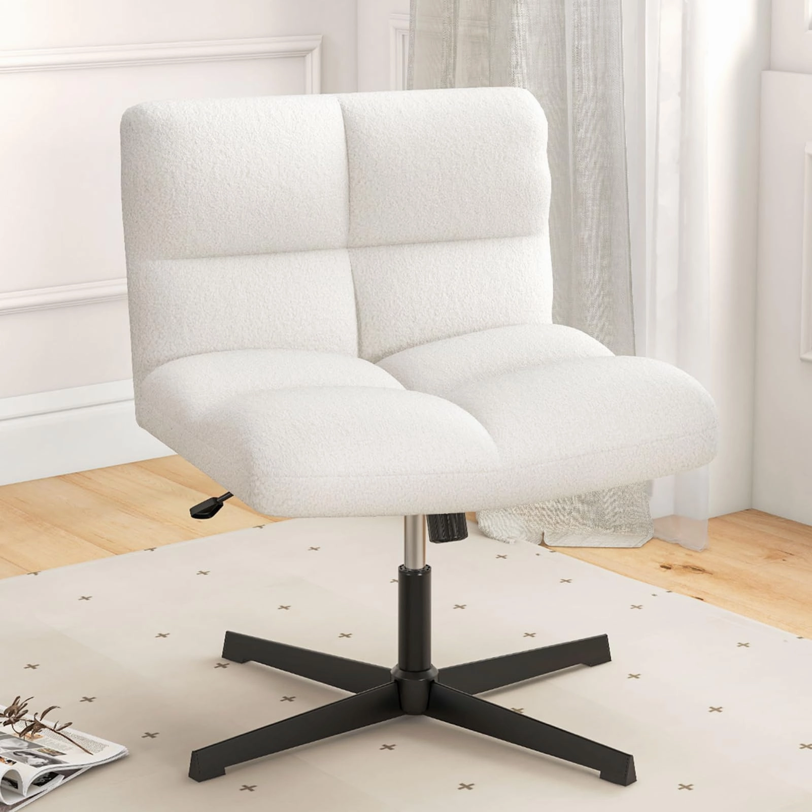 Giantex Cross Legged Office Chair, Faux Fur Armless Desk Chair with Wide Seat office supplies, stationery