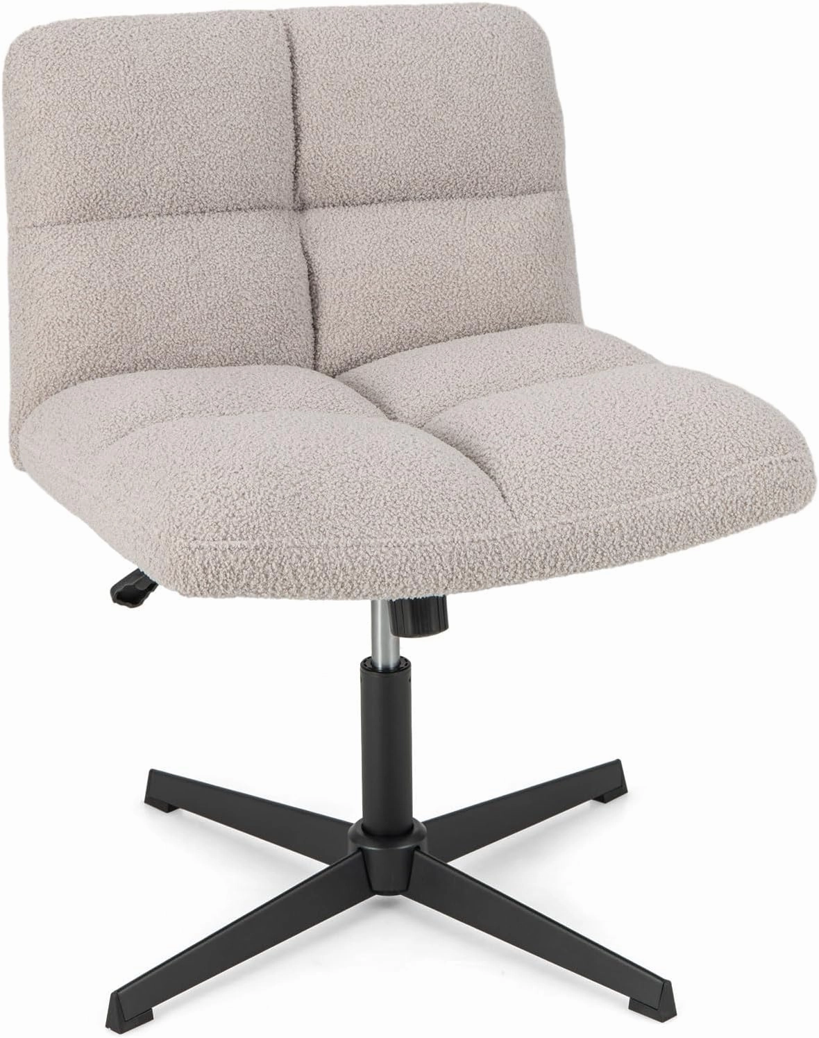 Giantex Cross Legged Office Chair, Faux Fur Armless Desk Chair with Wide Seat