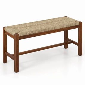 Giantex Dining Bench with Woven Seagrass Woven Seat kitchen towel, placemats