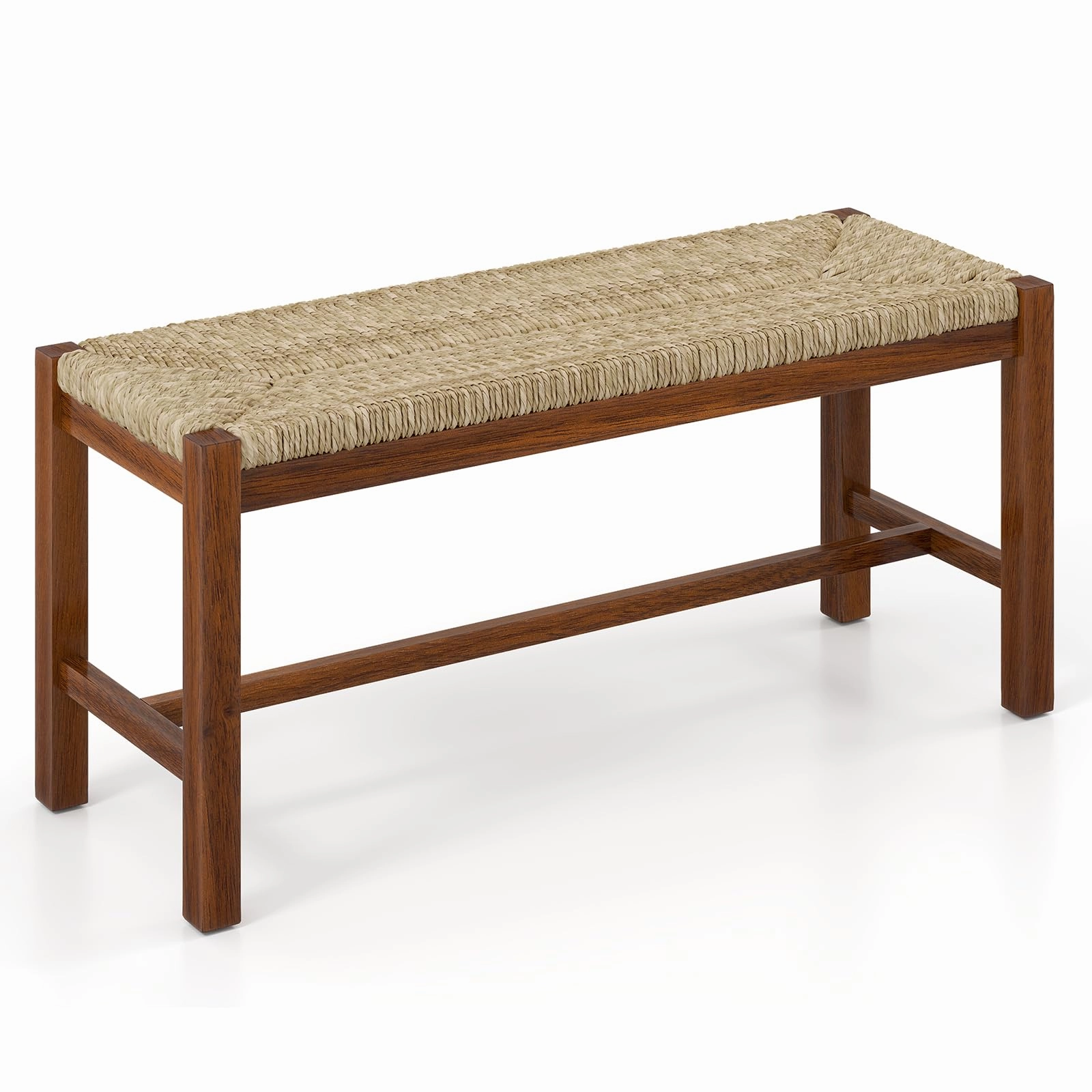 Giantex Dining Bench with Woven Seagrass Woven Seat kitchen towel, placemats