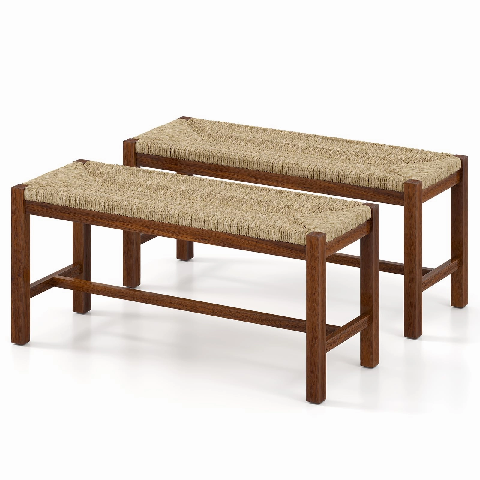 Giantex Dining Bench with Woven Seagrass Woven Seat