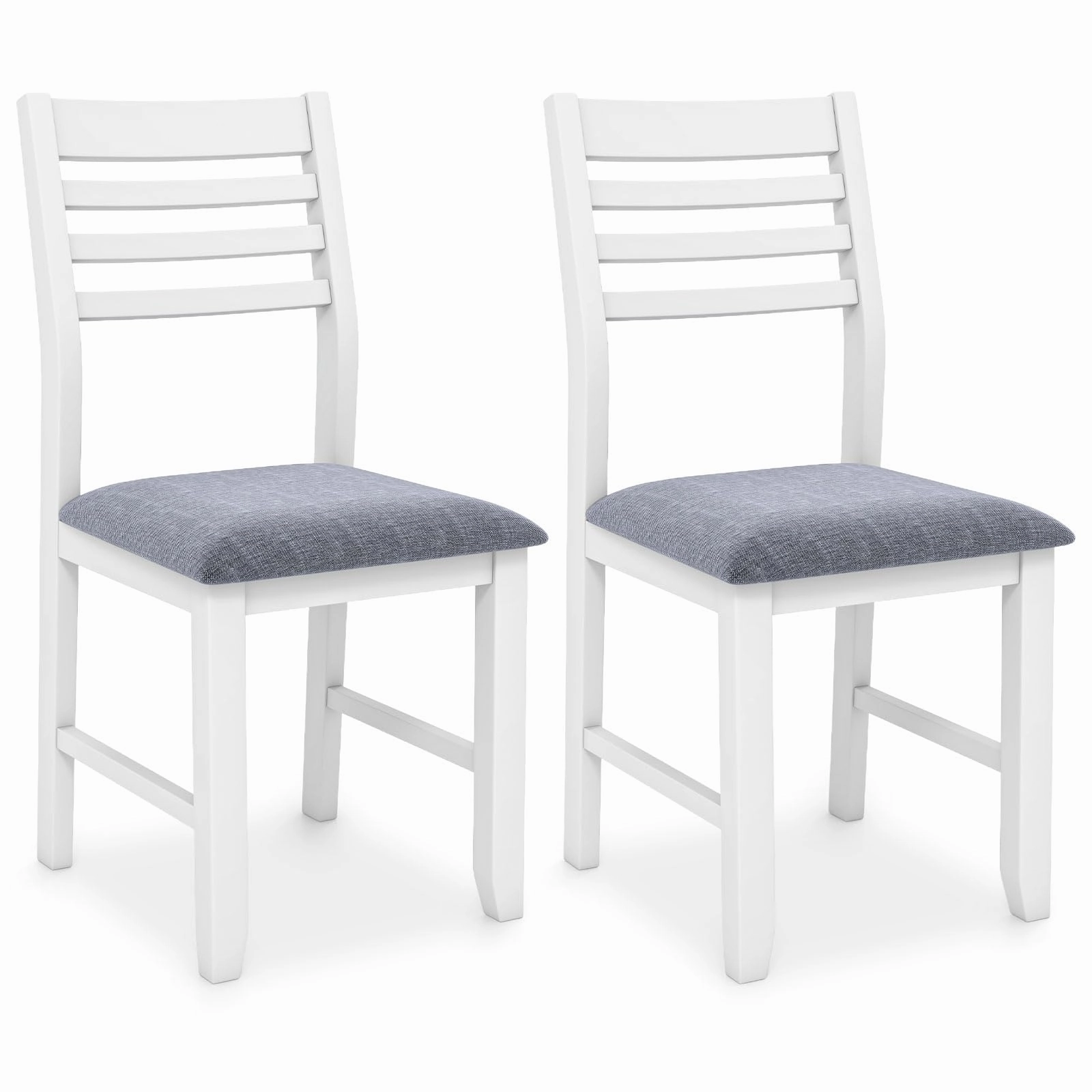 Giantex Dining Chairs Black, Faux Leather Upholstered Kitchen Chairs w/Padded Seat & Ladder Back