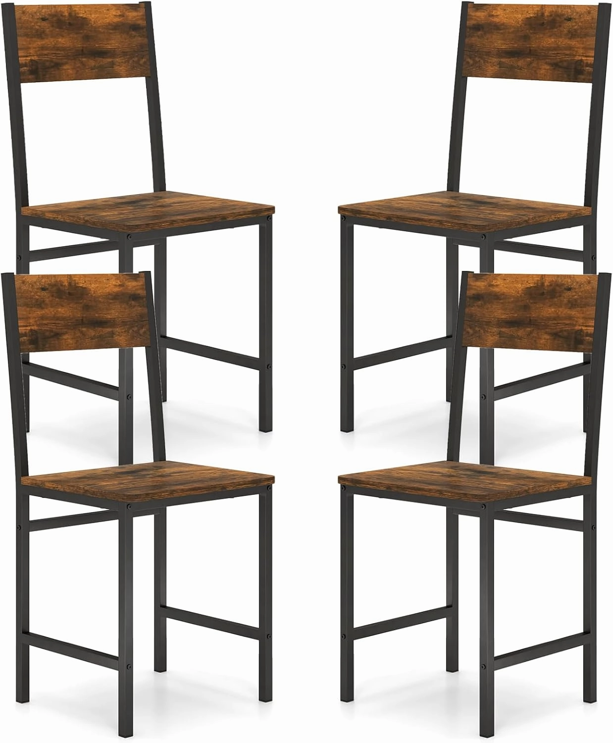 Giantex Dining Chairs Set, Industrial Kitchen Chairs with Metal Legs, Slanted Back