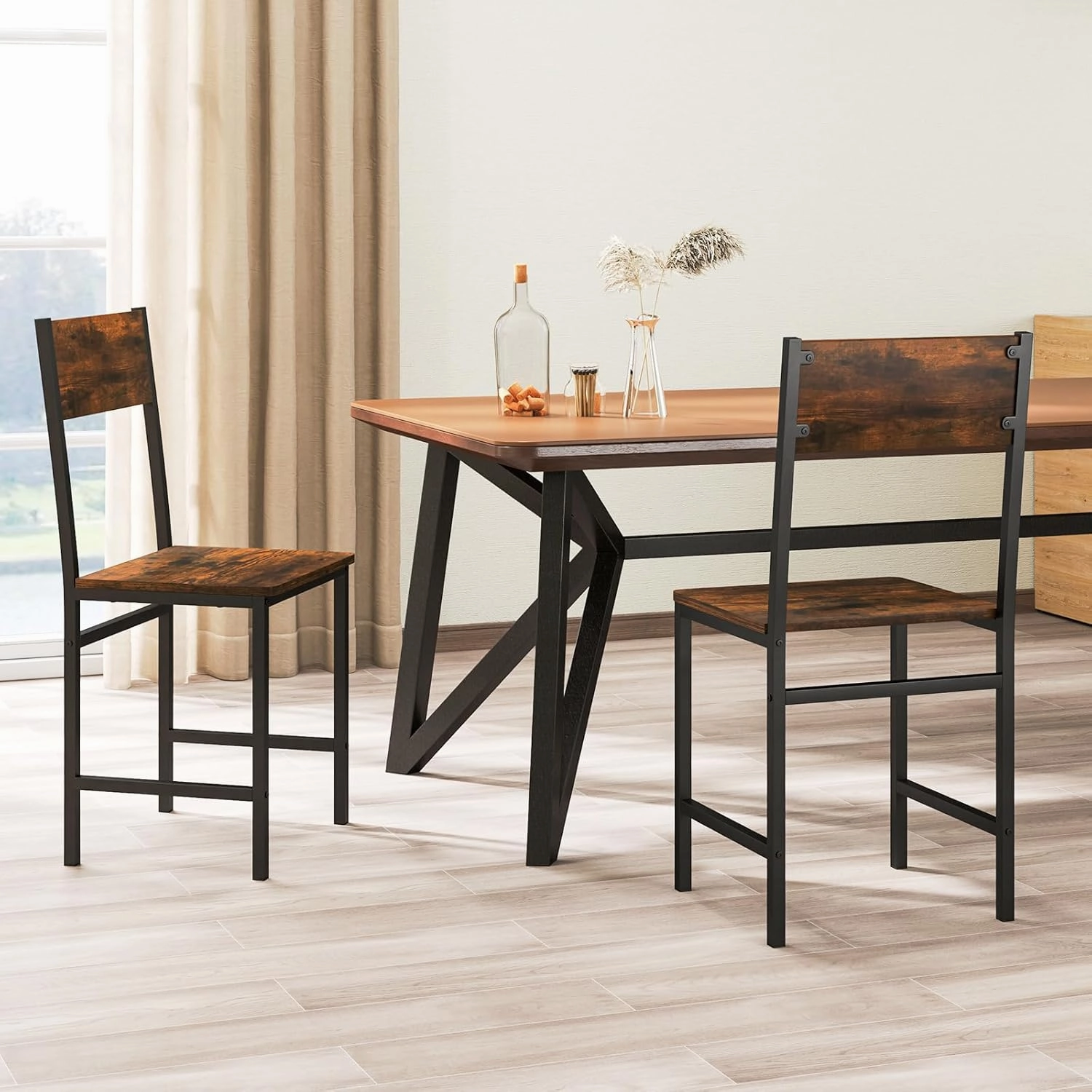 Giantex Dining Chairs Set, Industrial Kitchen Chairs with Metal Legs, Slanted Back
