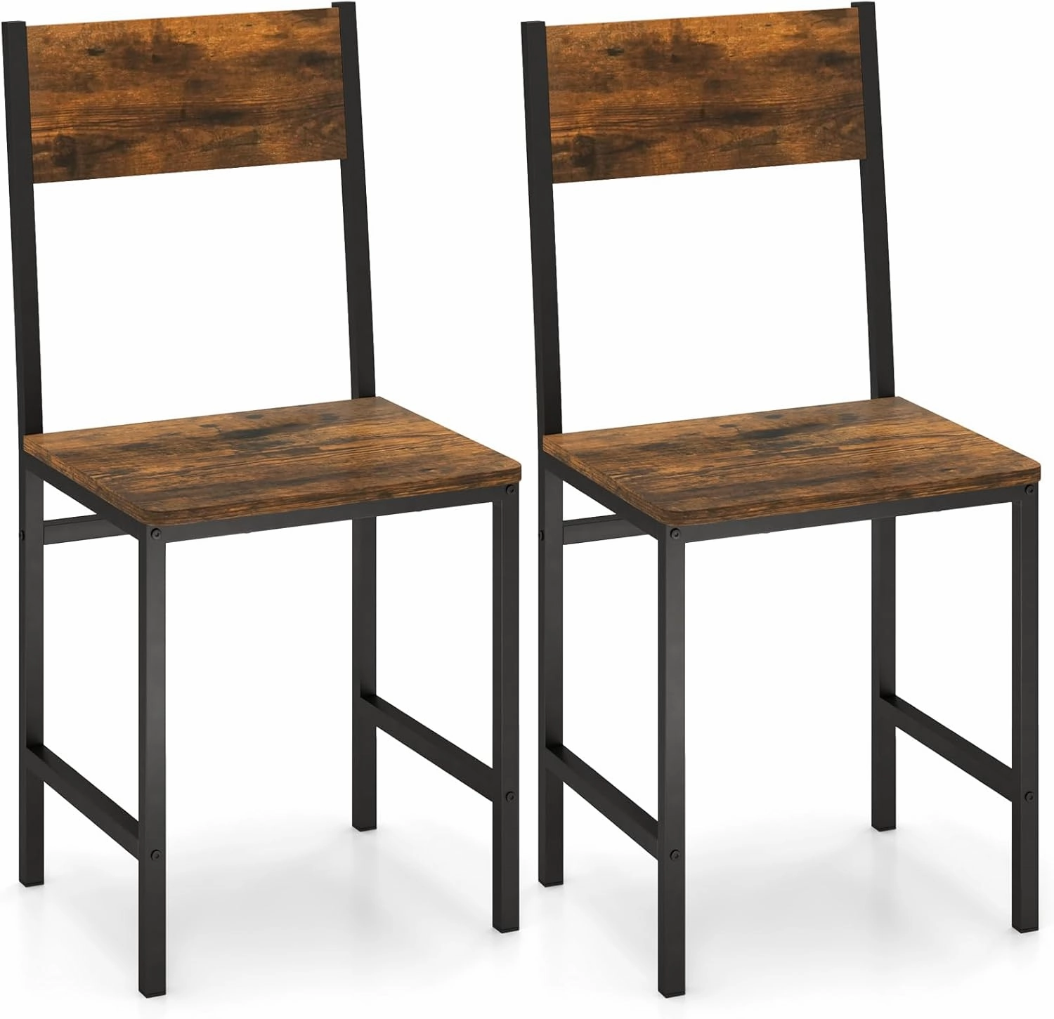 Giantex Dining Chairs Set, Industrial Kitchen Chairs with Metal Legs, Slanted Back