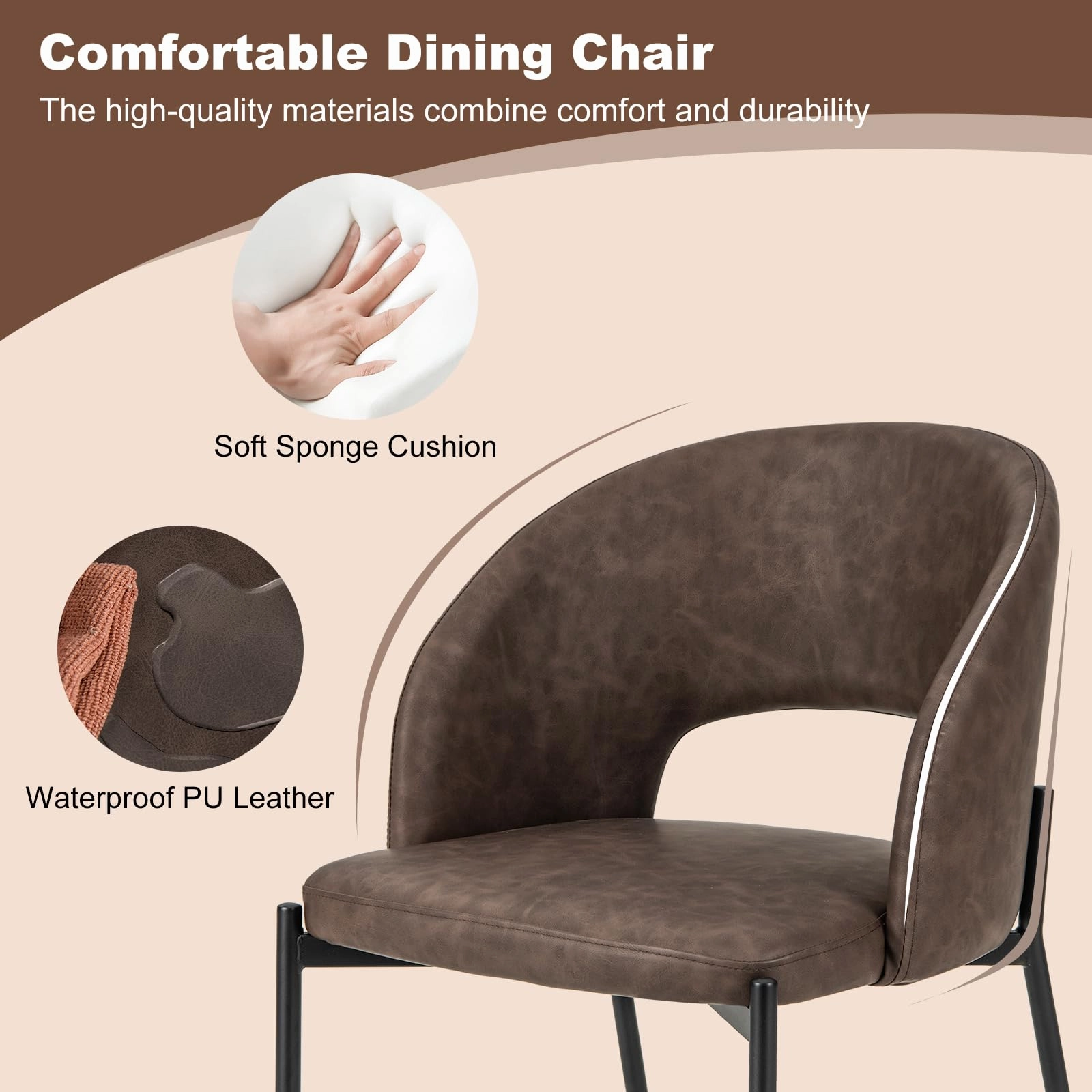 Giantex Dining Chairs, Upholstered Accent Chairs w/High-Density Sponge Cushion