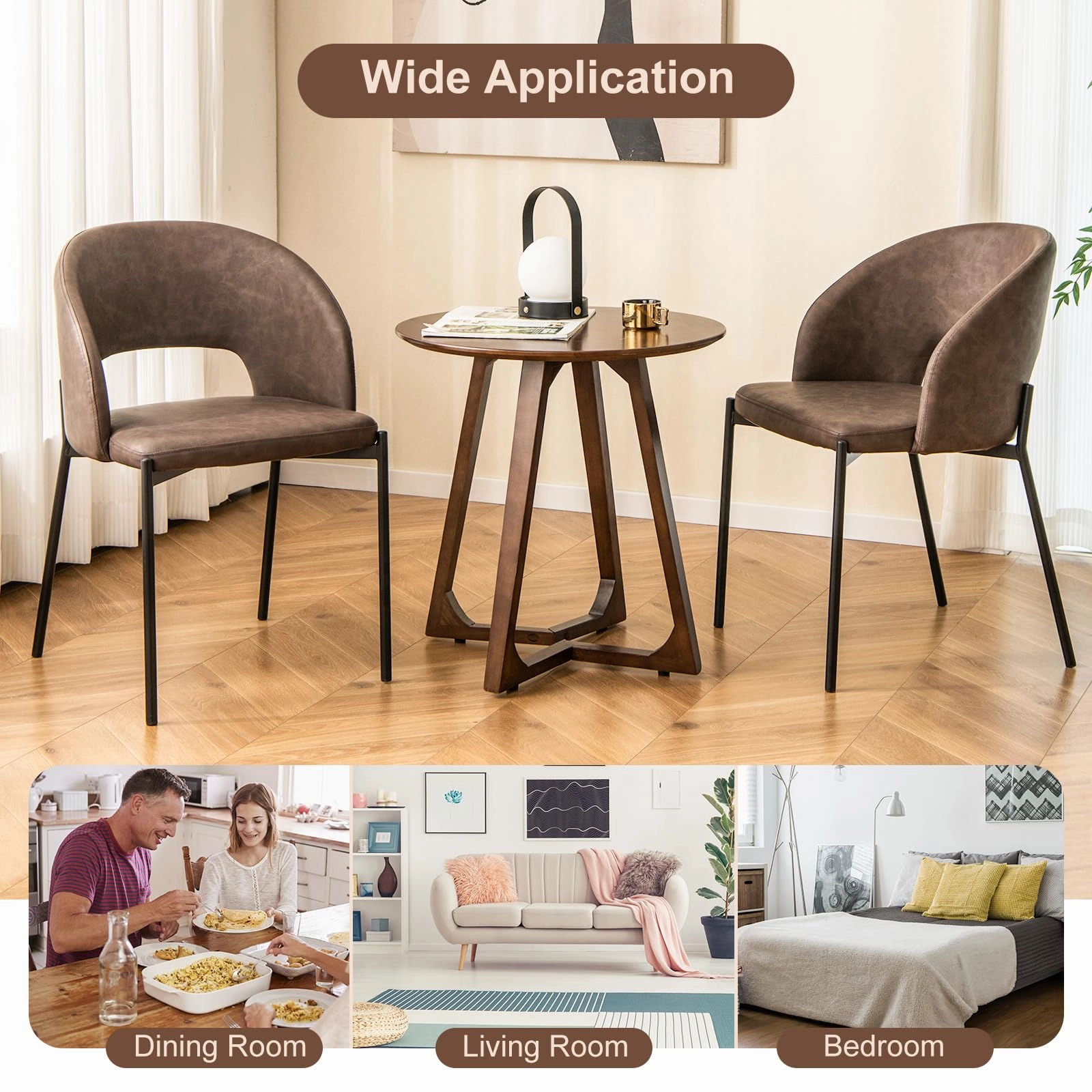Giantex Dining Chairs, Upholstered Accent Chairs w/High-Density Sponge Cushion