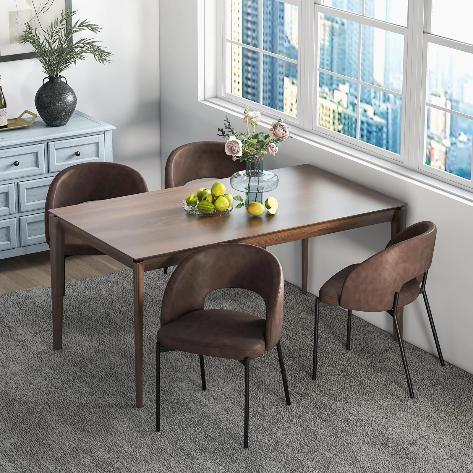 Giantex Dining Chairs, Upholstered Accent Chairs w/High-Density Sponge Cushion