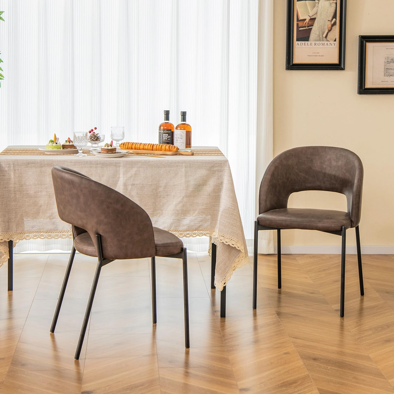 Giantex Dining Chairs, Upholstered Accent Chairs w/High-Density Sponge Cushion