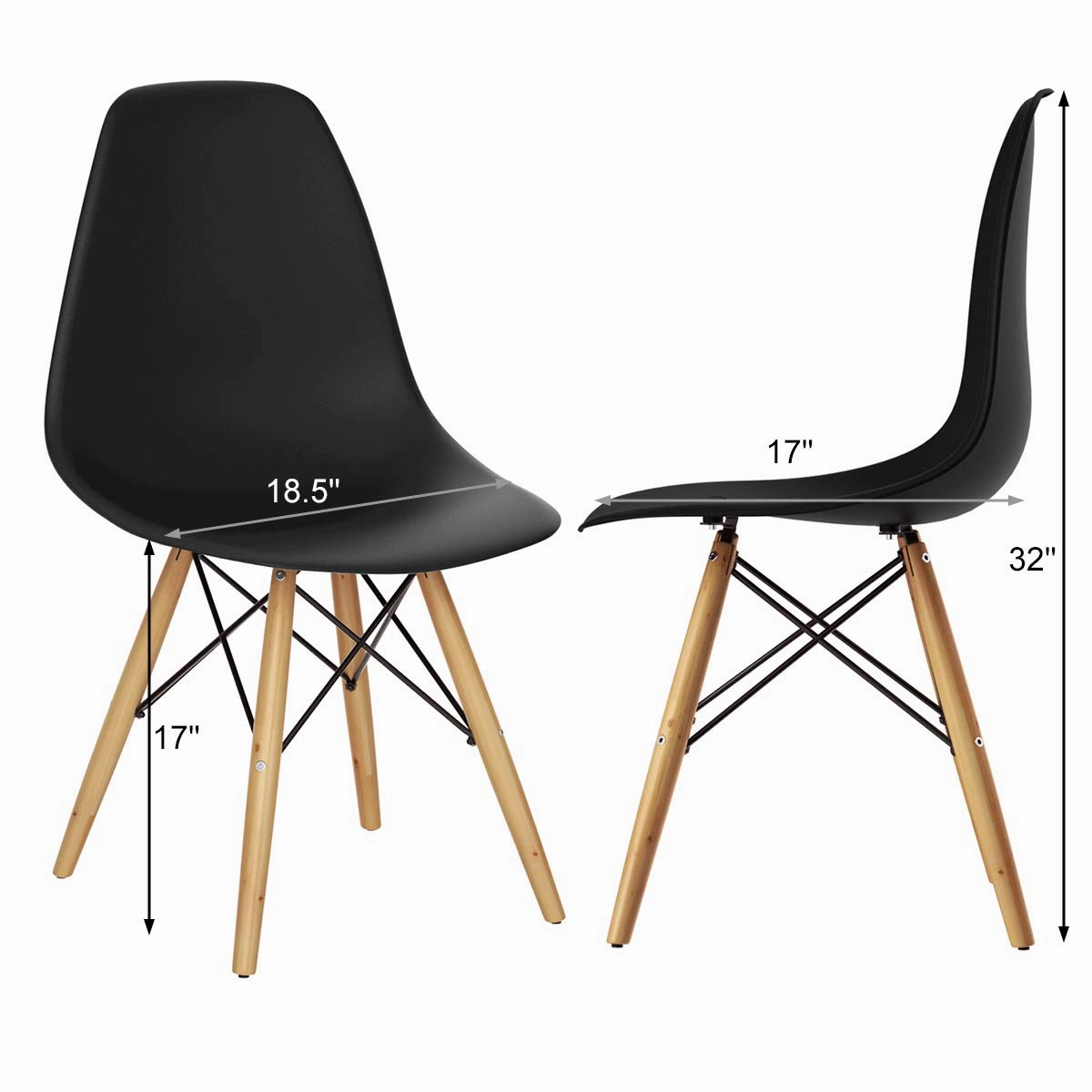 Giantex Dining DSW Chairs with Linen Cushion, Modern Mid Century Shell Chairs w/ Wood Legs
