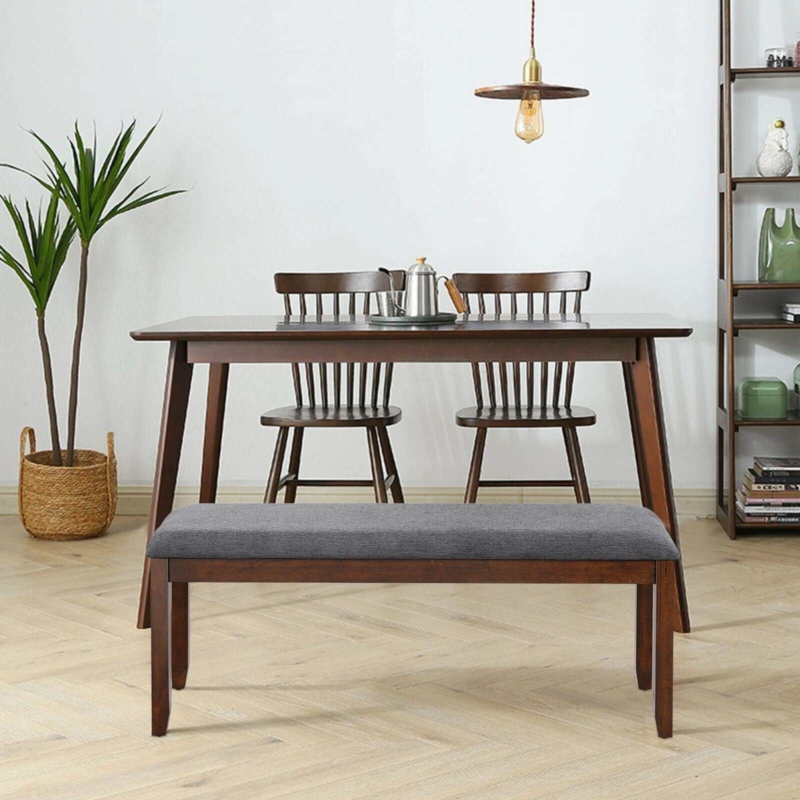Giantex Dining Room Bench, Wood Kitchen Table Bench with Upholstered, 47.5 x 15.5 x 19.5 Inches Ottoman Bench