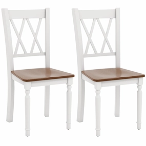 Giantex Dining Room Chairs Set of 2 White, Wooden Farmhouse Kitchen Chairs with Rubber Wood Seat kitchen towel, placemats