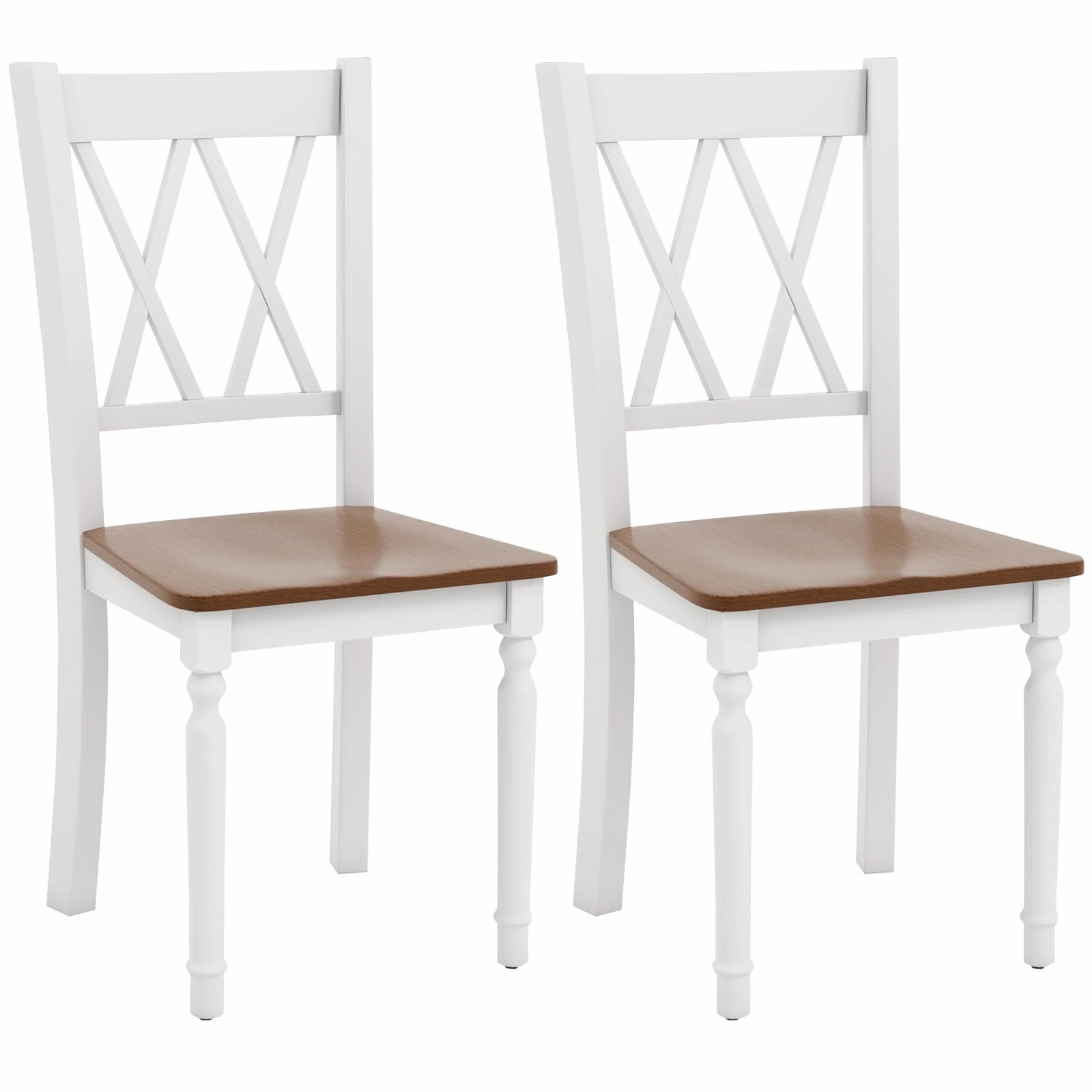 Giantex Dining Room Chairs Set of 2 White, Wooden Farmhouse Kitchen Chairs with Rubber Wood Seat kitchen towel, placemats