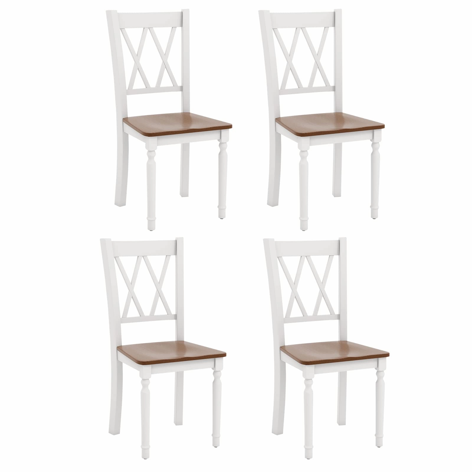 Giantex Dining Room Chairs Set of 4 White - Wooden Farmhouse Kitchen Chairs with Rubber Wood Seat kitchen towel, placemats