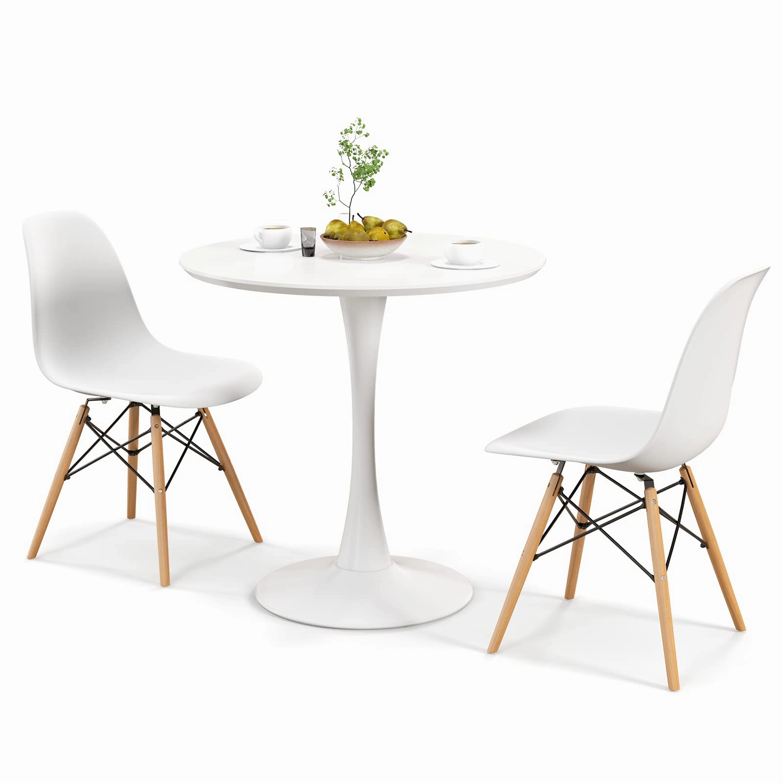 Giantex Dining Room Table Set for 2 or 4, Compact Kitchen Dining Table Set with 32" Round Table and DSW Chairs kitchen towel, placemats
