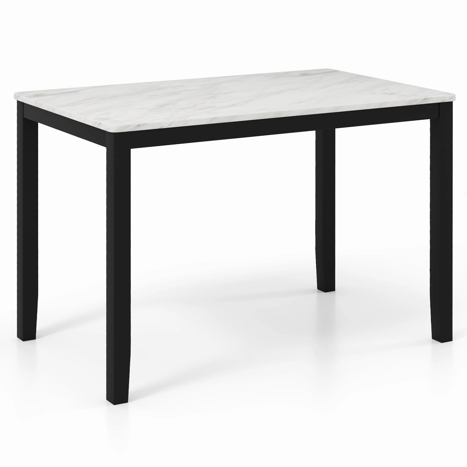 Giantex Dining Table for 4 People, 45" Rectangular Mid Century Kitchen Table with Faux Marble Tabletop kitchen towel, placemats