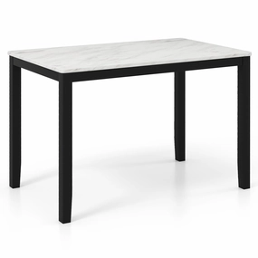 Giantex Dining Table for 4 People, 45" Rectangular Mid Century Kitchen Table with Faux Marble Tabletop kitchen towel, placemats