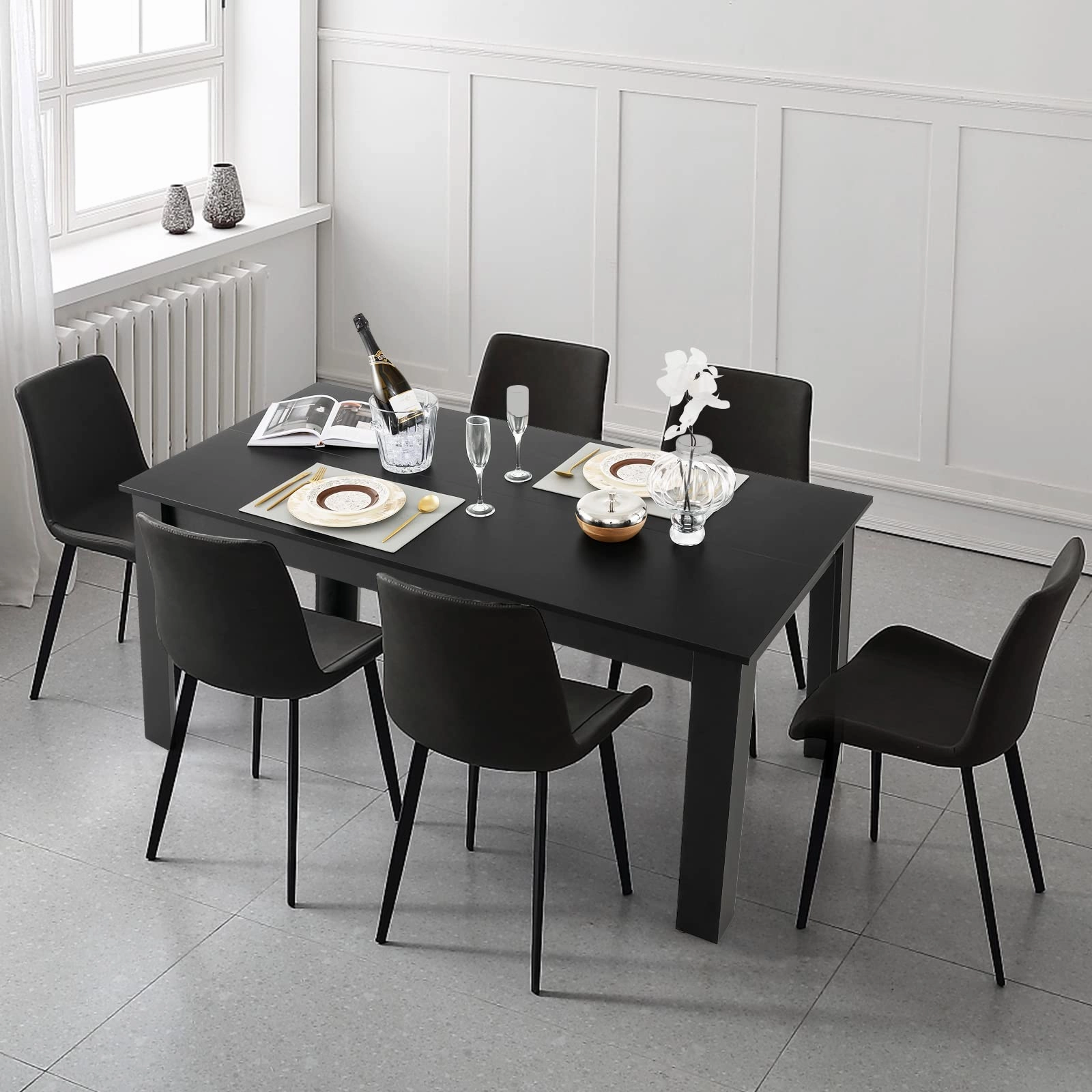 Giantex Dining Table for 6-8, Wood Rectangular Table, 63" L x 31.5" W x 30" H Large Farmhouse Center Table