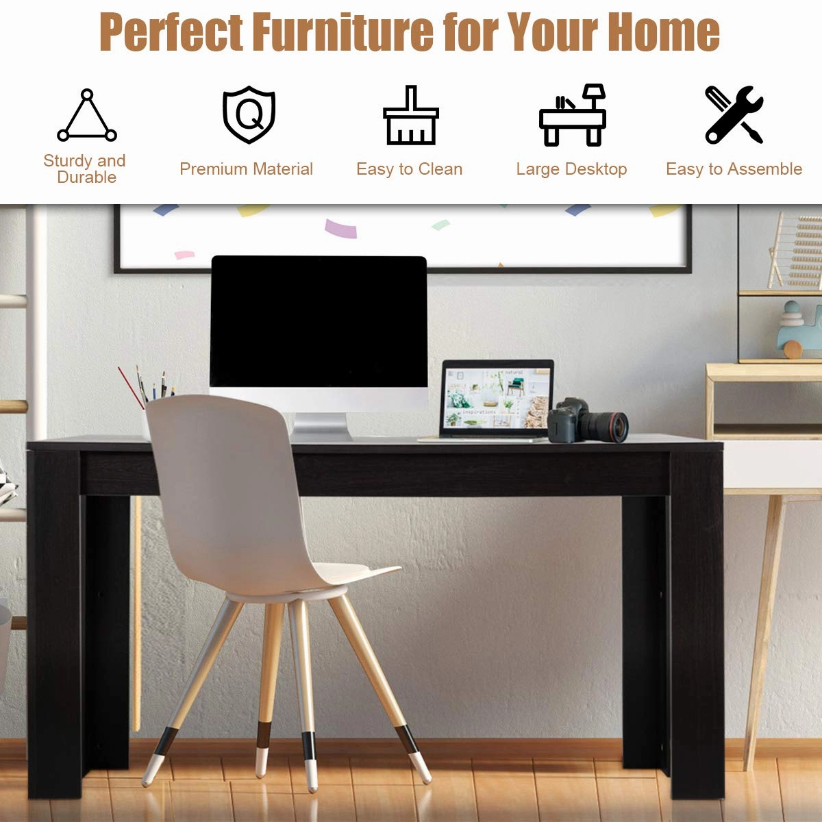 Giantex Dining Table for 6-8, Wood Rectangular Table, 63" L x 31.5" W x 30" H Large Farmhouse Center Table