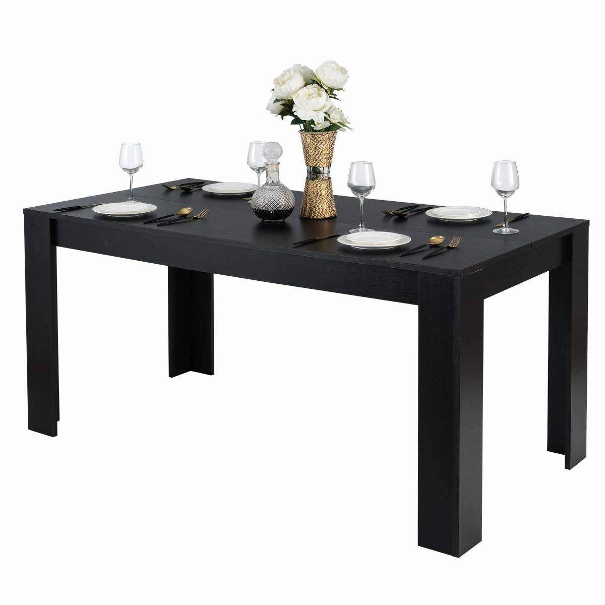 Giantex Dining Table for 6-8, Wood Rectangular Table, 63" L x 31.5" W x 30" H Large Farmhouse Center Table kitchen towel, placemats