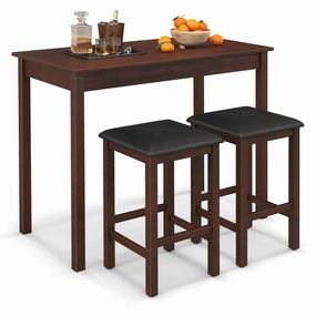Giantex Dining Table Set for 2, Counter Height Dining Table Set with 2 Bar Stools, Wood Legs, Dinette Table Set kitchen towel, placemats