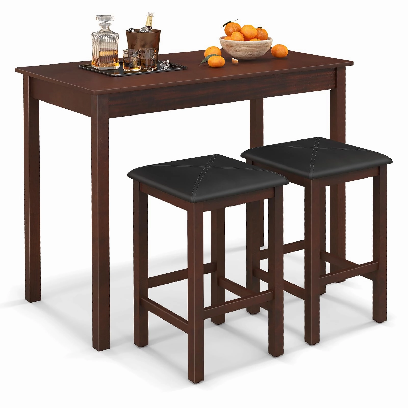 Giantex Dining Table Set for 2, Counter Height Dining Table Set with 2 Bar Stools, Wood Legs, Dinette Table Set kitchen towel, placemats
