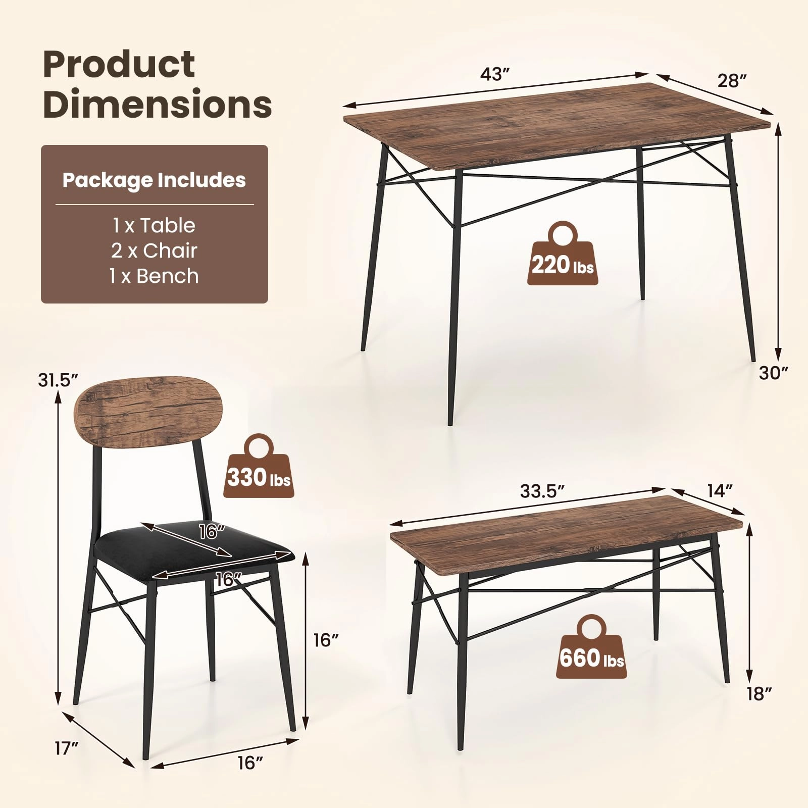 Giantex Dining Table Set for 4