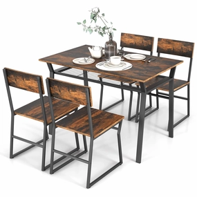 Giantex Dining Table Set for 4, 47L x 28W Rectangular Kitchen Table w/ 4 Trapezoid Chairs kitchen towel, placemats