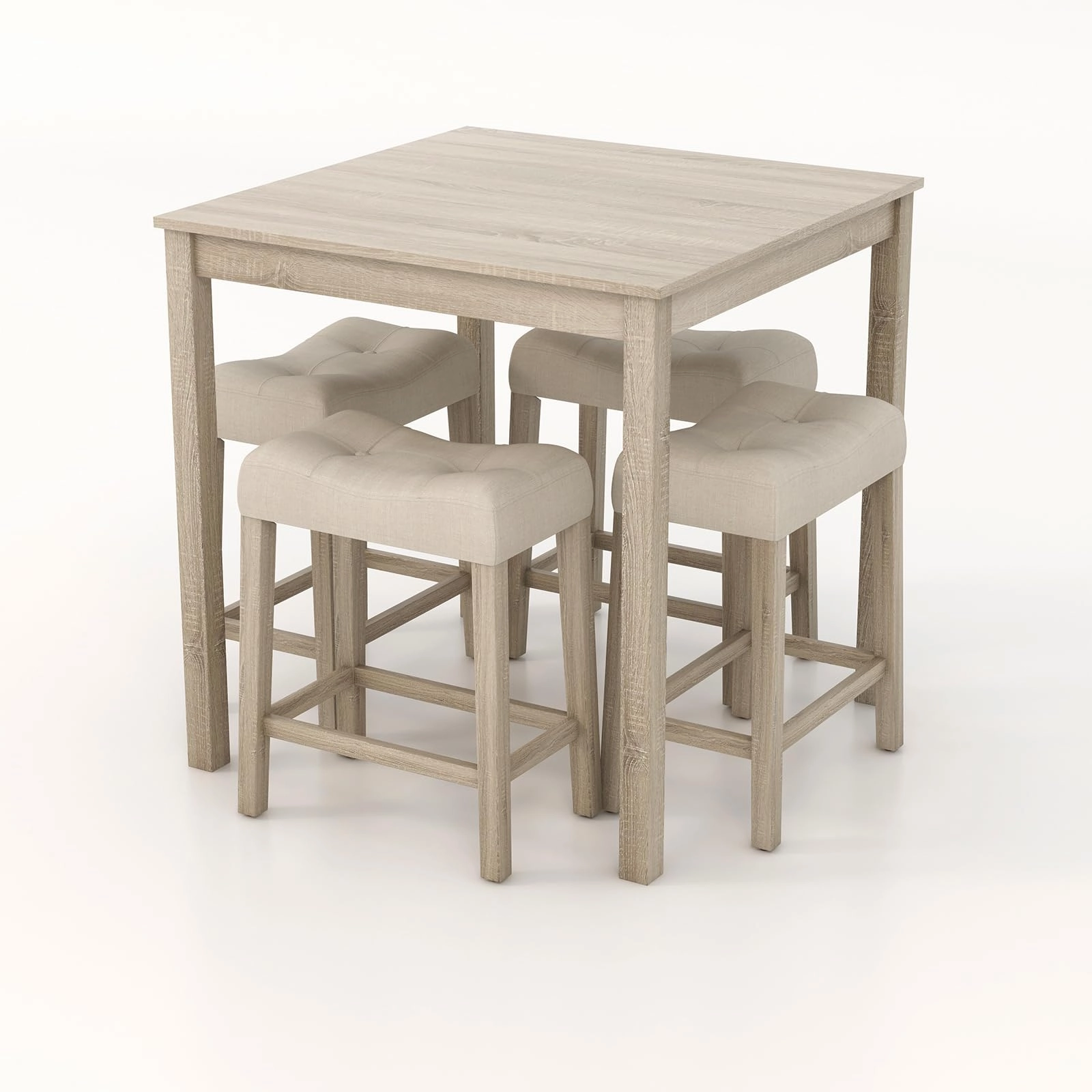 Giantex Dining Table Set for 4, 5-Piece Bar Table Set with 35x35 Square Table, 18x11 Padded Stools