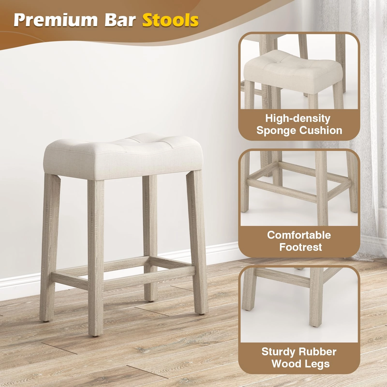 Giantex Dining Table Set for 4, 5-Piece Bar Table Set with 35x35 Square Table, 18x11 Padded Stools