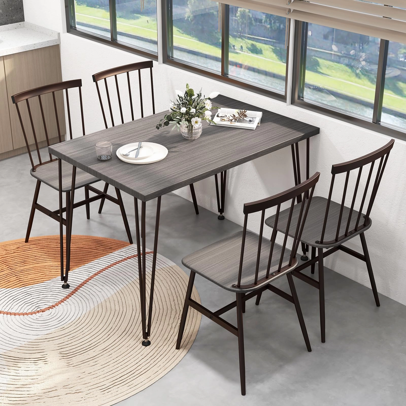 Giantex Dining Table Set for 4, Dining Set with Kitchen Table, Dining Chairs
