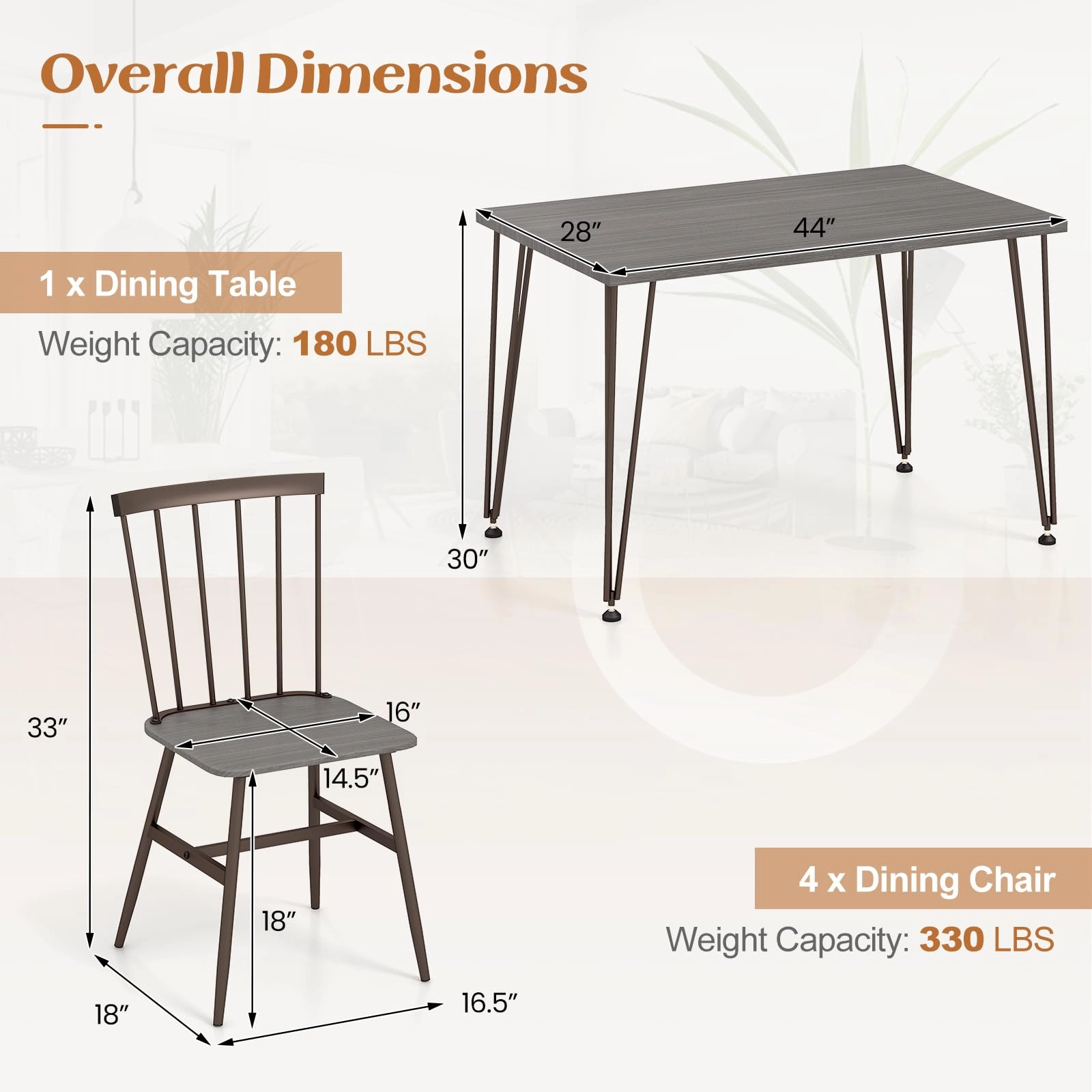 Giantex Dining Table Set for 4, Dining Set with Kitchen Table, Dining Chairs