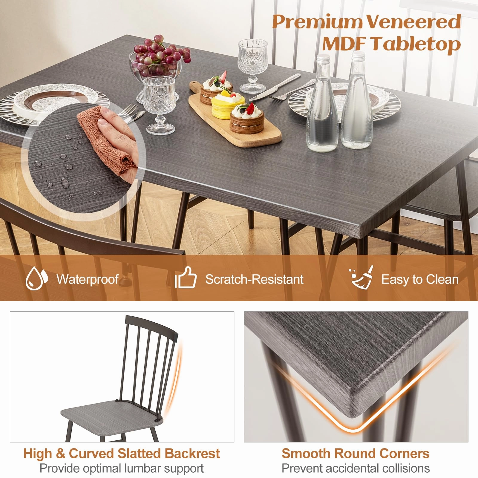 Giantex Dining Table Set for 4, Dining Set with Kitchen Table, Dining Chairs