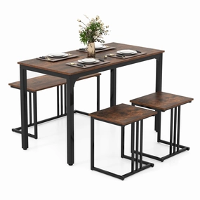 Giantex Dining Table Set for 4 Industrial Kitchen Table 2 Chairs Stool & Bench kitchen towel, placemats
