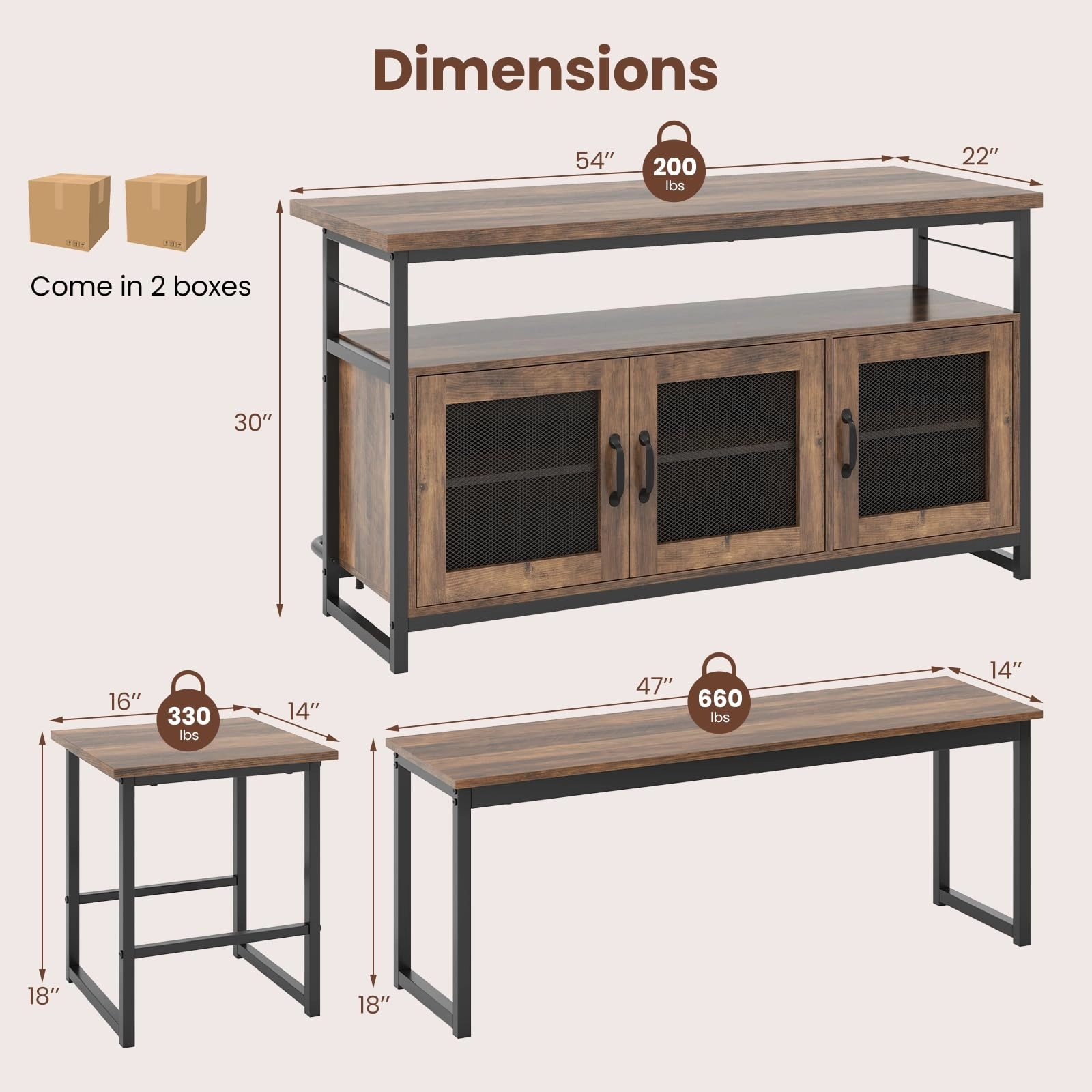 Giantex Dining Table Set for 4, Kitchen Island with Seating Bench & Stools, Storage Cabinet, 3-Position Adjustable Shelves