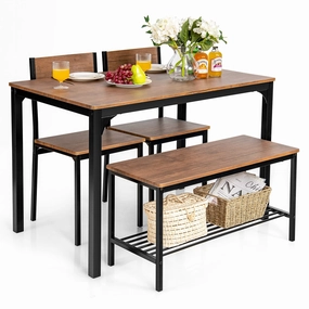Giantex Dining Table Set for 4, Kitchen Table with Bench and Chairs kitchen towel, placemats