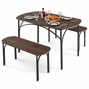 Giantex Dining Table Set for 4, Modern Oval Kitchen Table Set with 2 Benches, Metal Frame kitchen towel, placemats