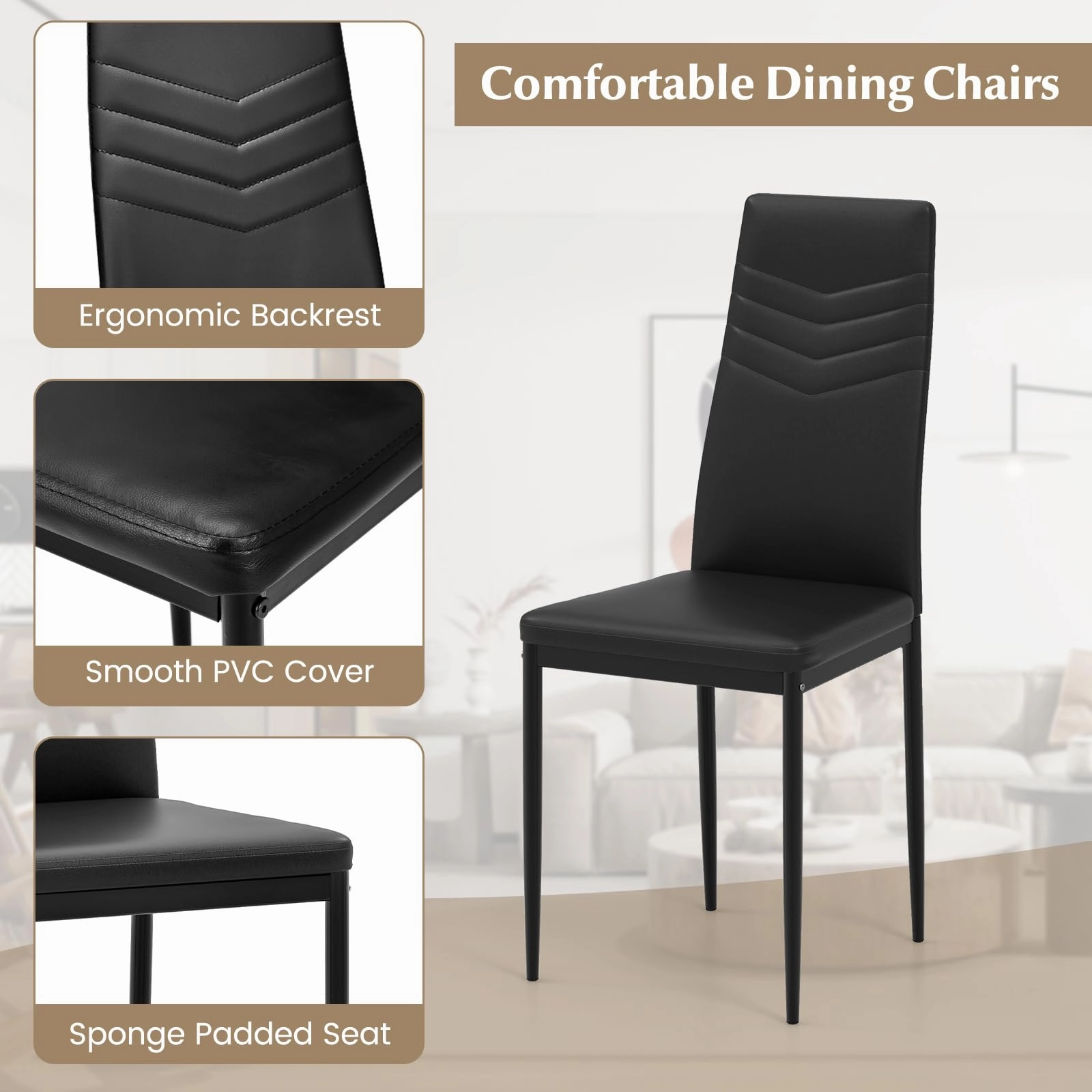 Giantex Dining Table Set for 4 or 8, Modern Rectangular Kitchen Table Set w/ PVC Leather Dining Chairs