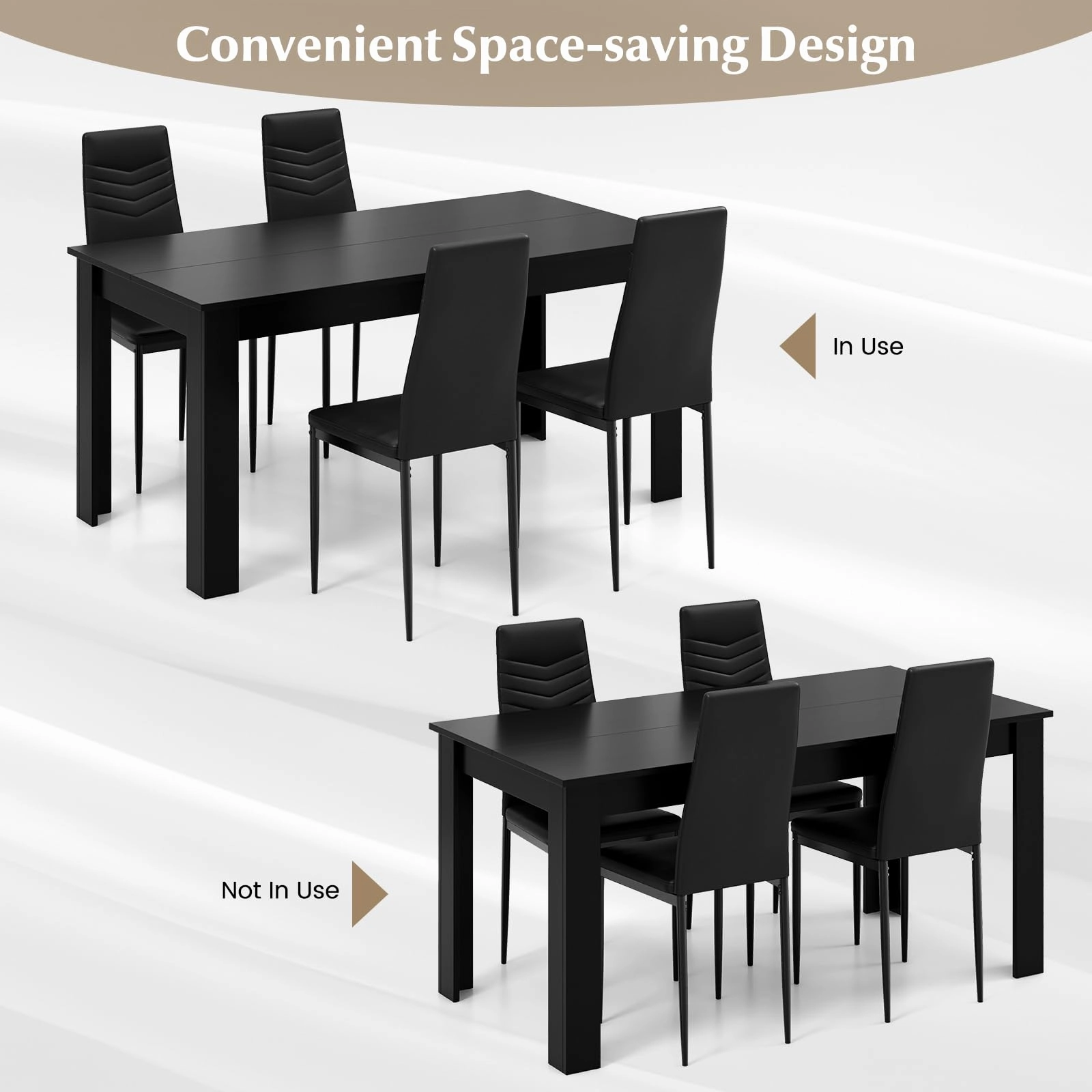 Giantex Dining Table Set for 4 or 8, Modern Rectangular Kitchen Table Set w/ PVC Leather Dining Chairs